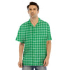 Saint Patrick's Day Green Tartan Print Men's Hawaiian Shirt-grizzshop