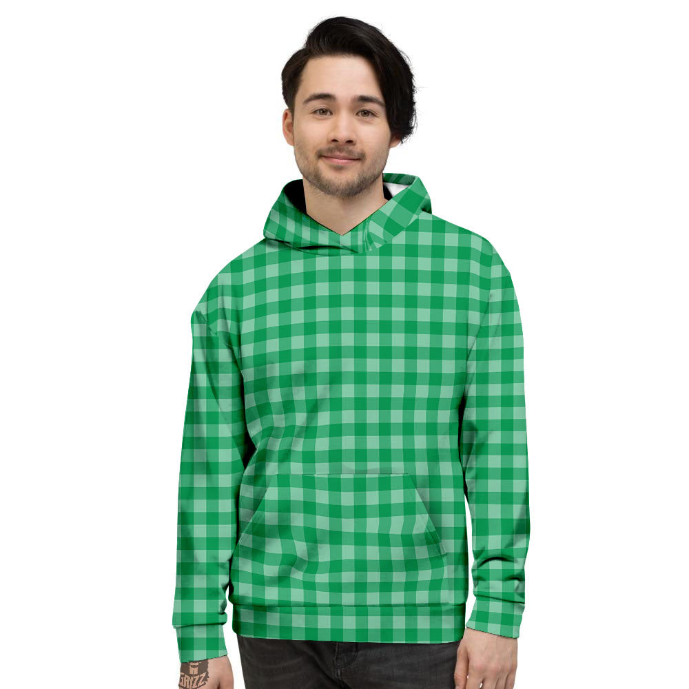 Saint Patrick's Day Green Tartan Print Men's Hoodie-grizzshop