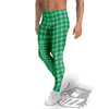 Saint Patrick's Day Green Tartan Print Men's Leggings-grizzshop