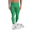 Saint Patrick's Day Green Tartan Print Men's Leggings-grizzshop