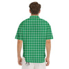 Saint Patrick's Day Green Tartan Print Men's Short Sleeve Shirts-grizzshop