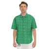 Saint Patrick's Day Green Tartan Print Men's Short Sleeve Shirts-grizzshop