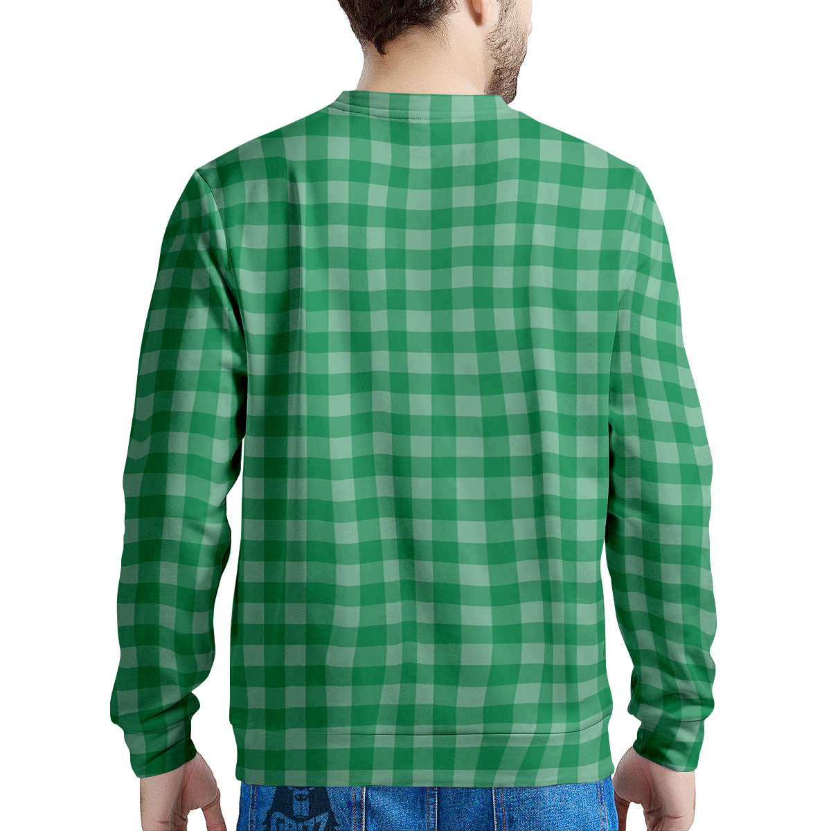 Saint Patrick's Day Green Tartan Print Men's Sweatshirt-grizzshop