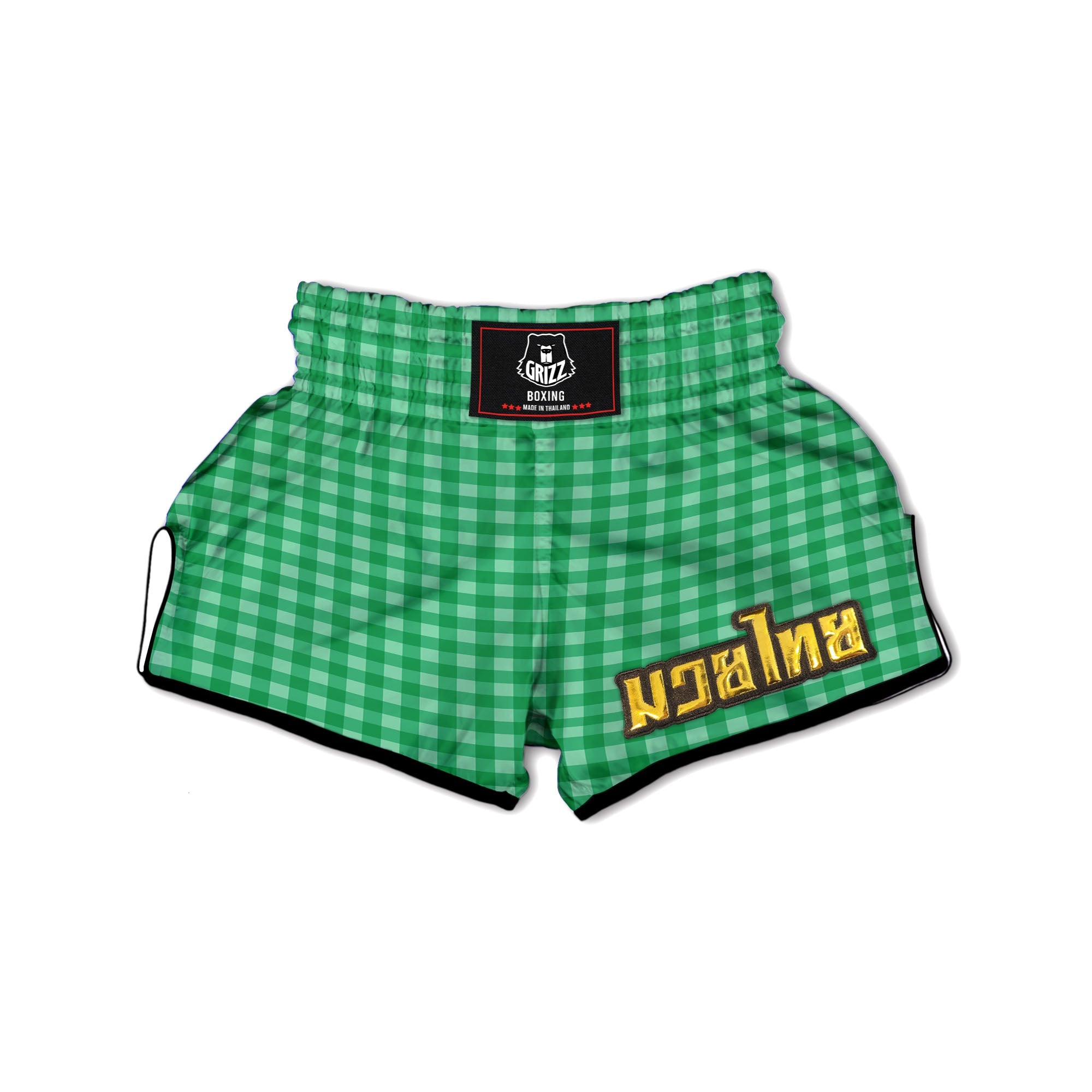 Saint Patrick's Day Green Tartan Print Muay Thai Boxing Shorts-grizzshop