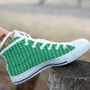 Saint Patrick's Day Green Tartan Print White High Top Shoes-grizzshop