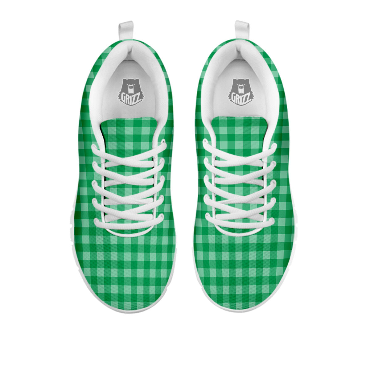 Saint Patrick's Day Green Tartan Print White Sneaker-grizzshop