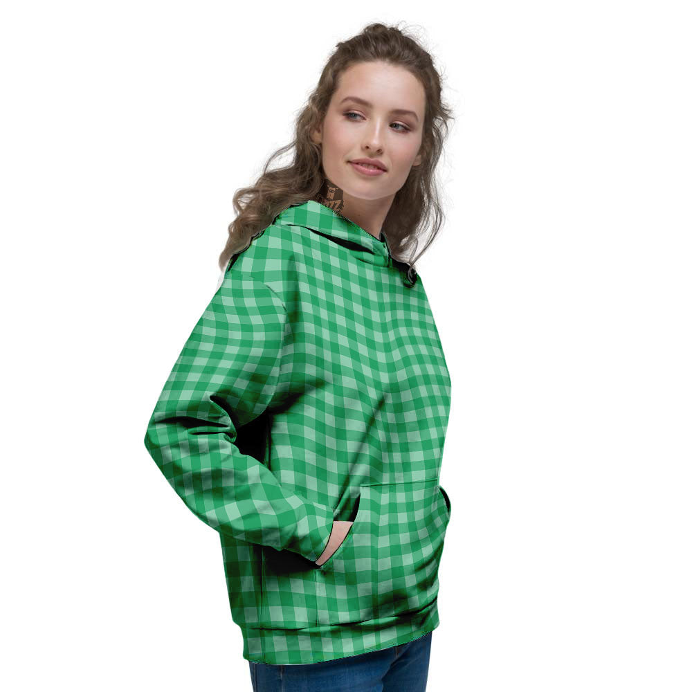 Saint Patrick's Day Green Tartan Print Women's Hoodie-grizzshop