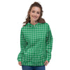 Saint Patrick's Day Green Tartan Print Women's Hoodie-grizzshop