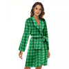 Saint Patrick's Day Green Tartan Print Women's Robe-grizzshop