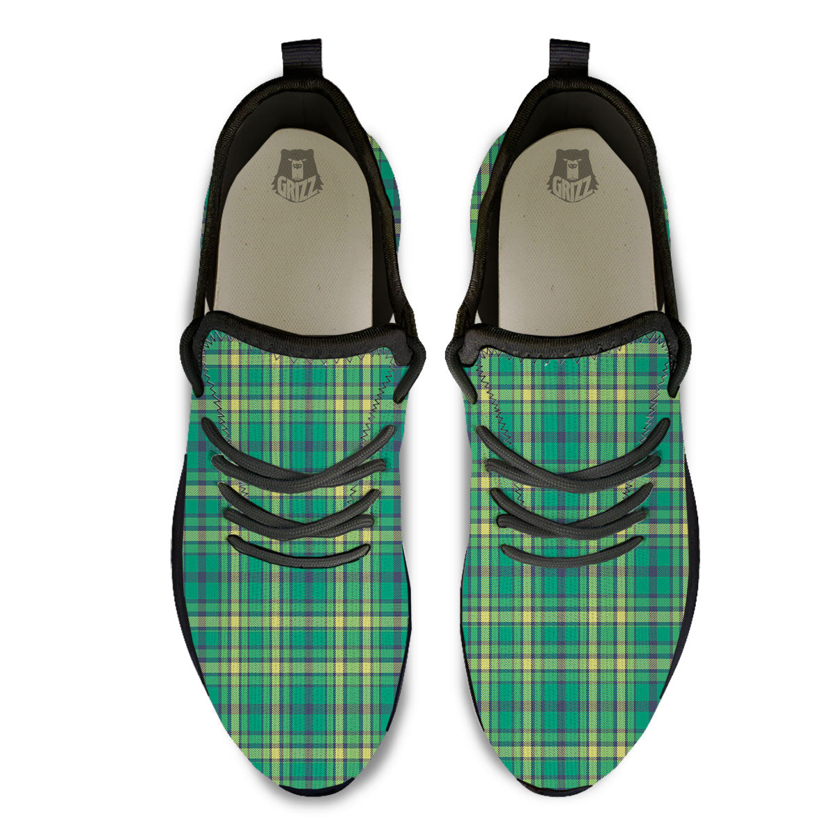 Saint Patrick's Day Irish Check Print Black Athletic Shoes-grizzshop