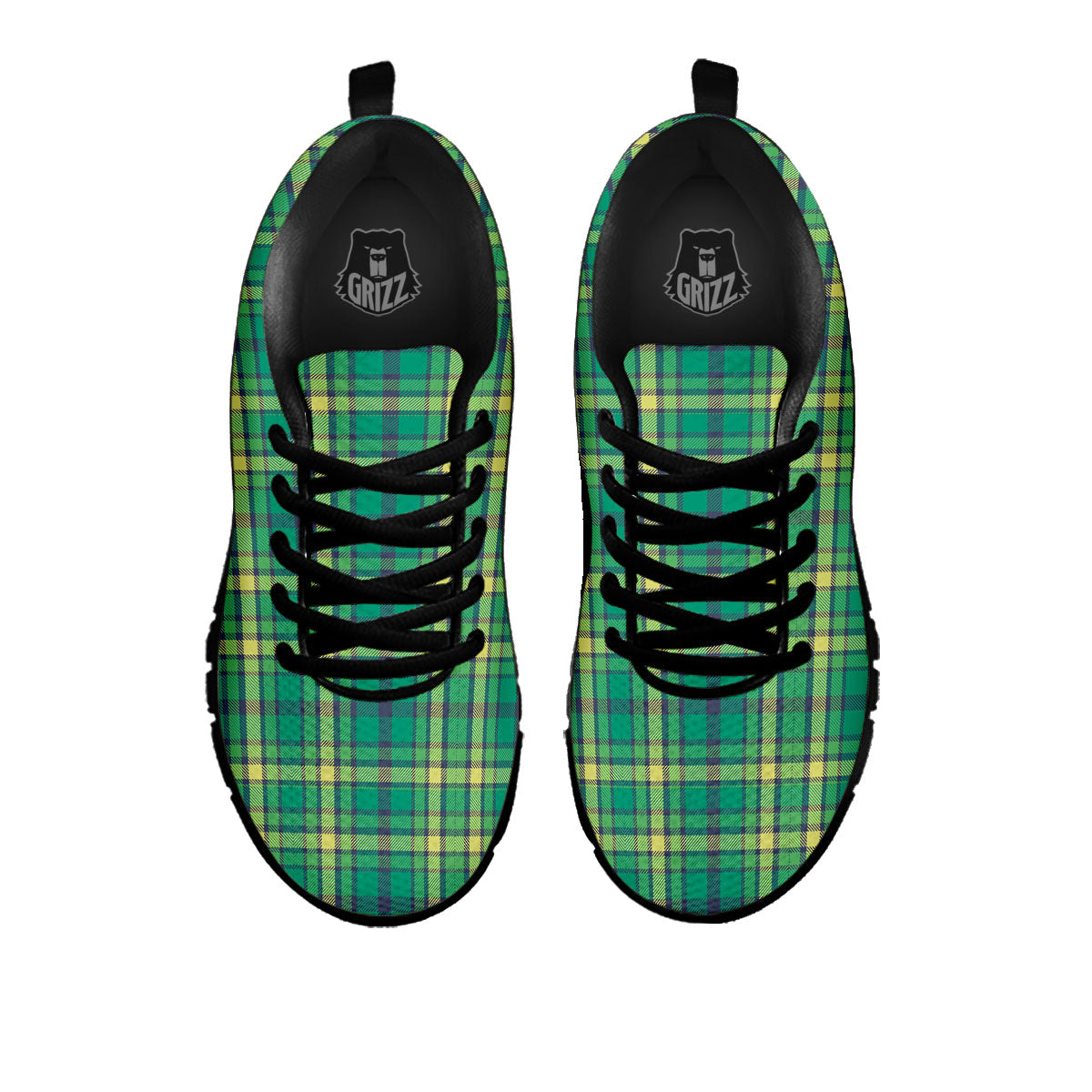 Saint Patrick's Day Irish Check Print Black Sneaker-grizzshop