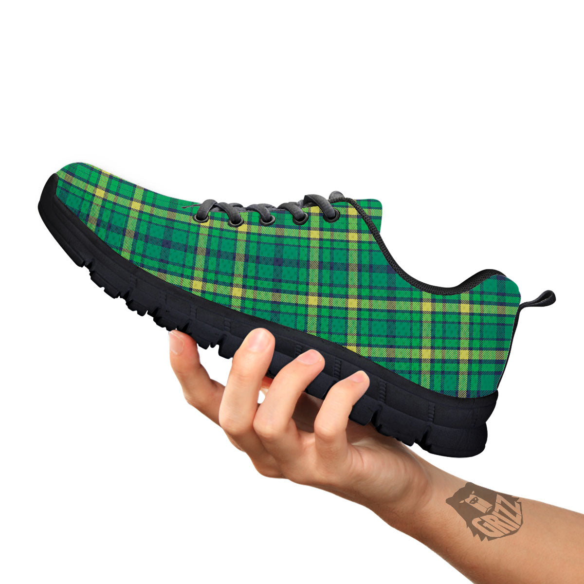 Saint Patrick's Day Irish Check Print Black Sneaker-grizzshop