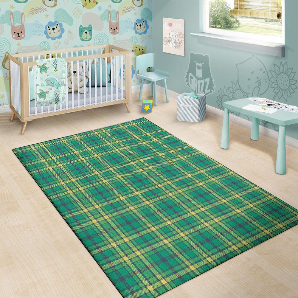 Saint Patrick's Day Irish Check Print Floor Mat-grizzshop