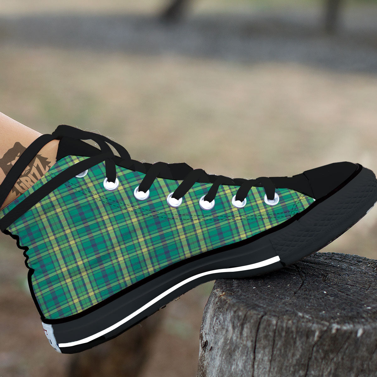 Saint Patrick's Day Irish Check Print High Top Shoes-grizzshop