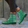 Saint Patrick's Day Irish Check Print Leather Boots-grizzshop