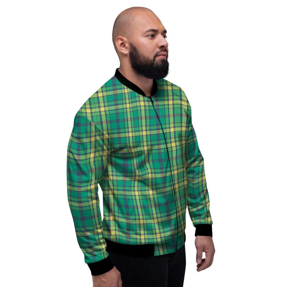 Saint Patrick's Day Irish Check Print Men's Bomber Jacket-grizzshop