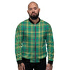 Saint Patrick's Day Irish Check Print Men's Bomber Jacket-grizzshop