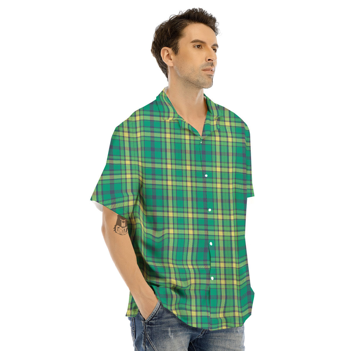 Saint Patrick's Day Irish Check Print Men's Hawaiian Shirt-grizzshop