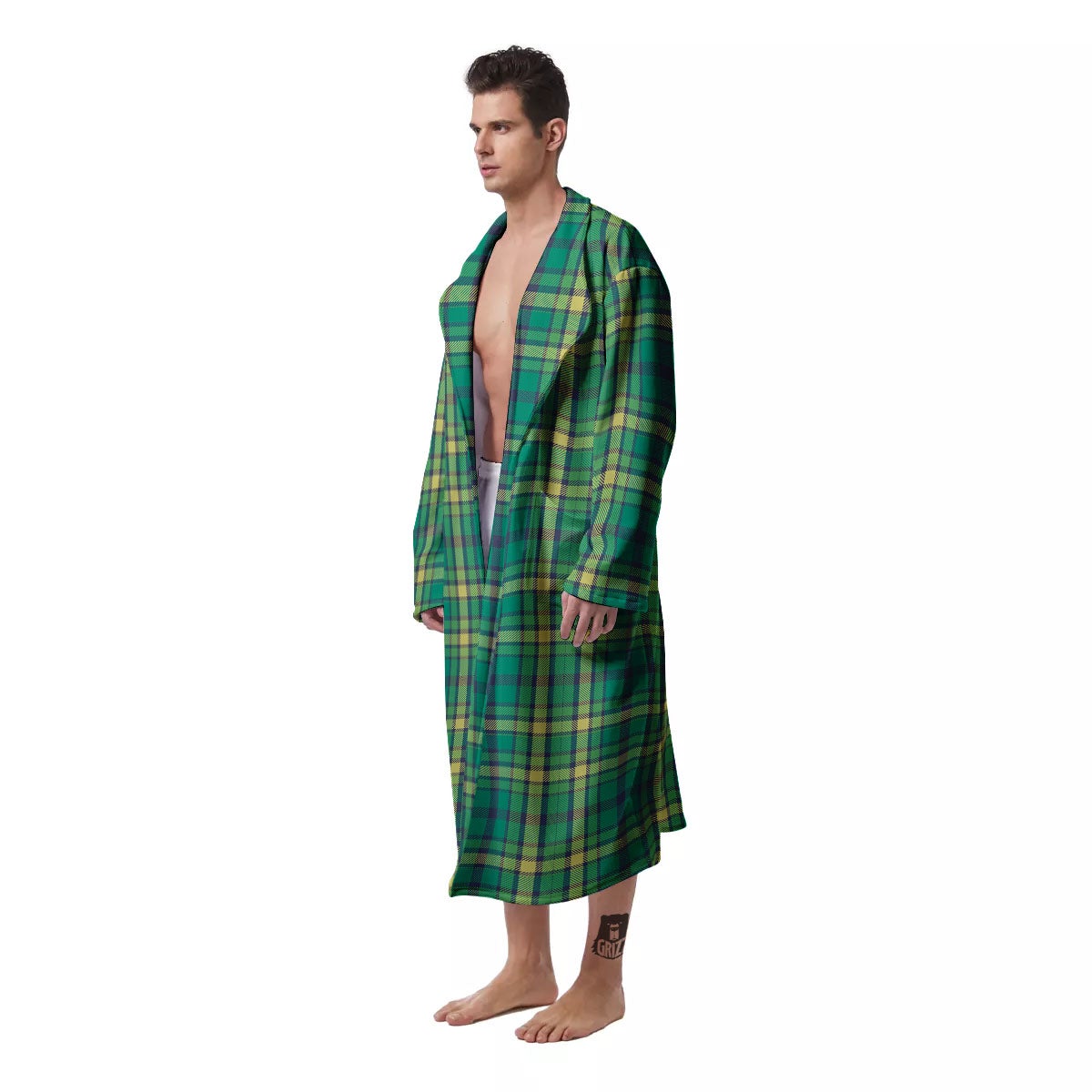 Saint Patrick's Day Irish Check Print Men's Robe-grizzshop