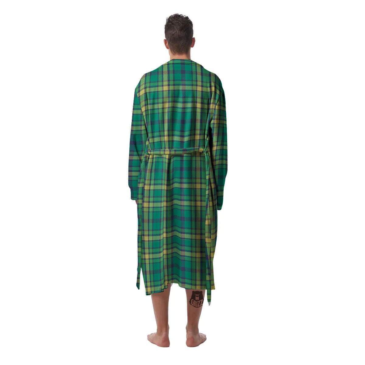 Saint Patrick's Day Irish Check Print Men's Robe-grizzshop