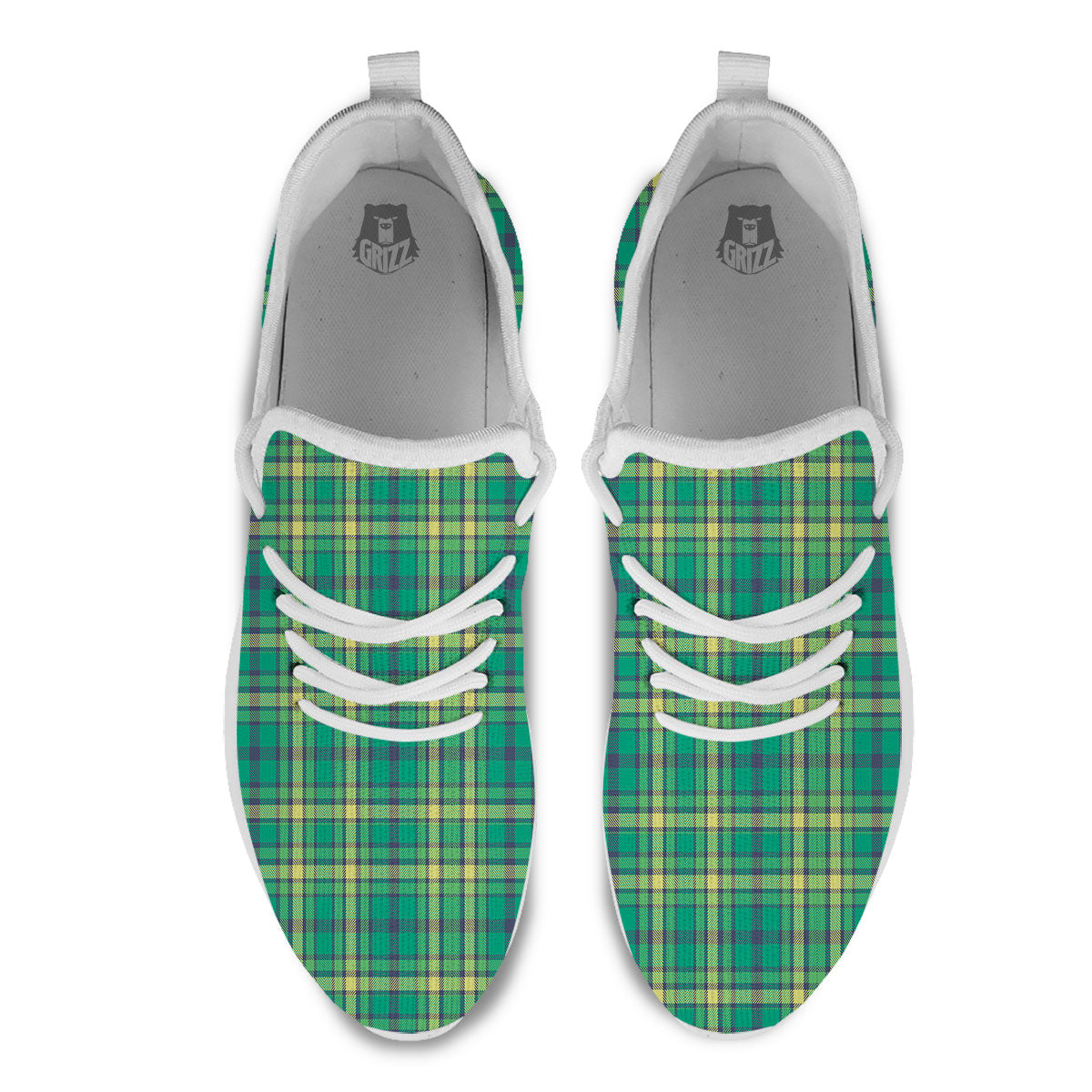 Saint Patrick's Day Irish Check Print White Athletic Shoes-grizzshop