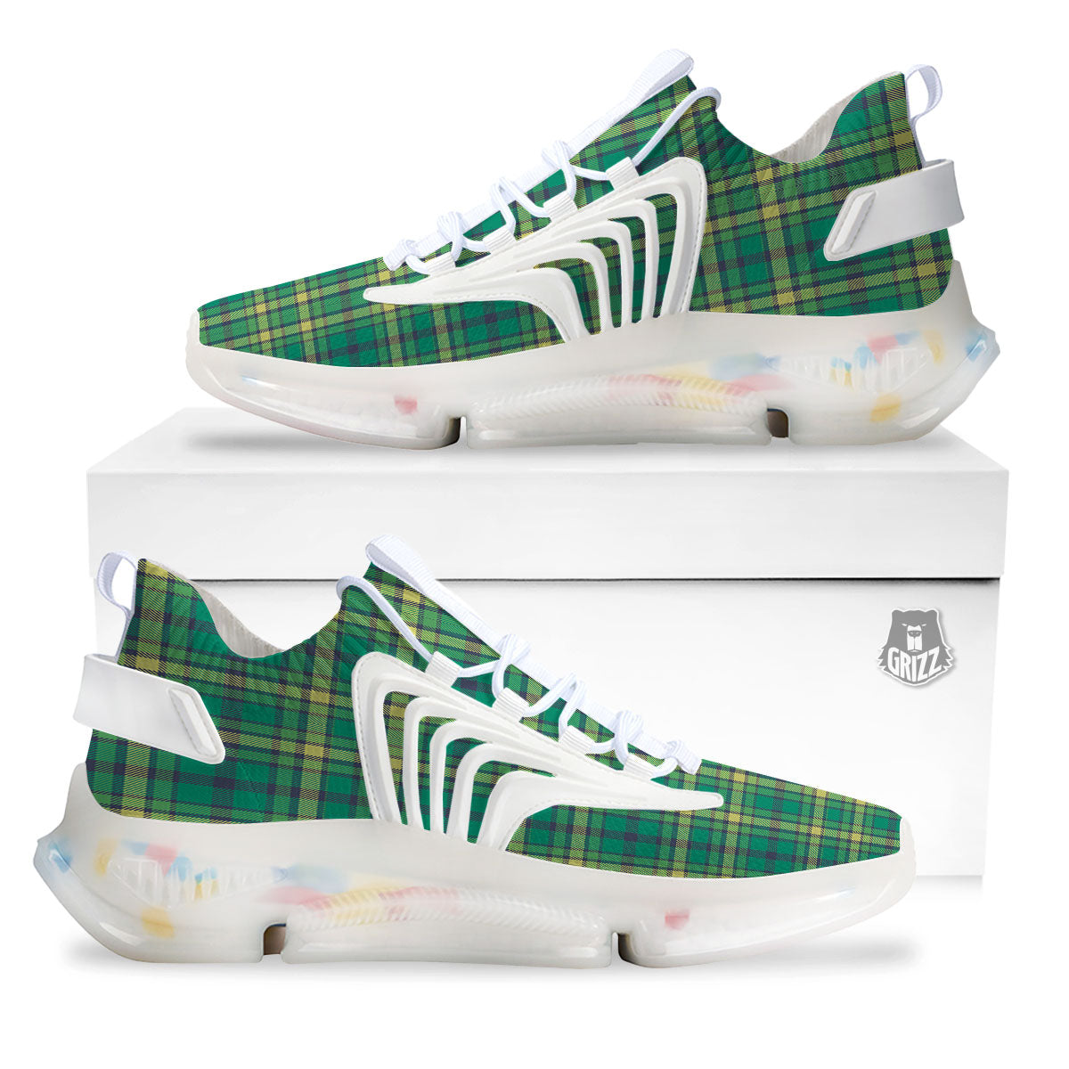 Saint Patrick's Day Irish Check Print White Gym Shoes-grizzshop