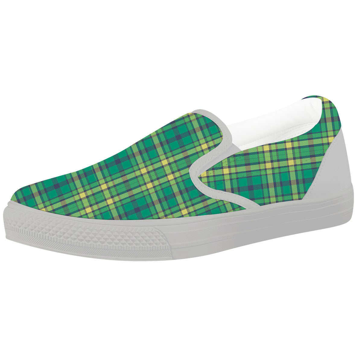 Saint Patrick's Day Irish Check Print White Slip On Shoes-grizzshop