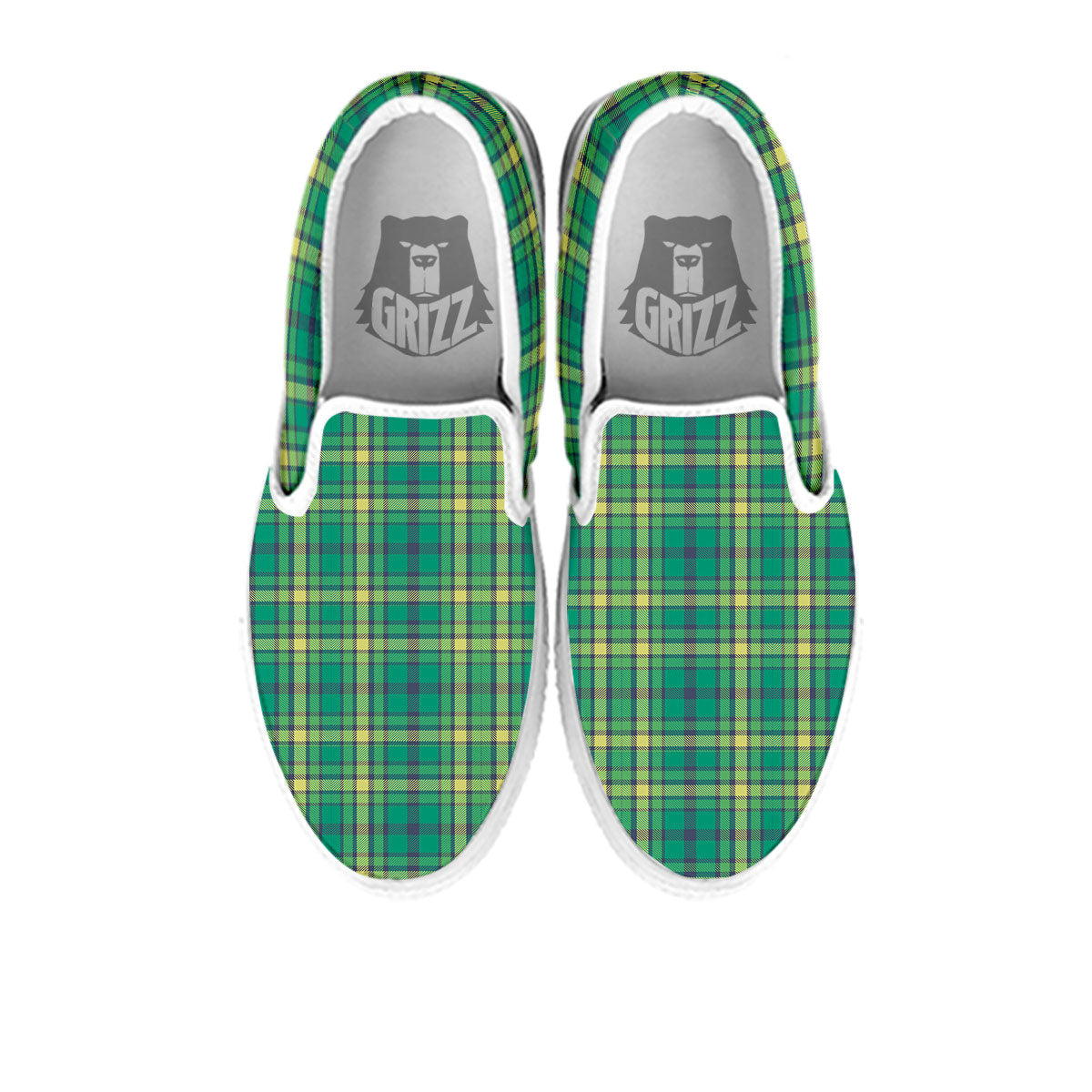 Saint Patrick's Day Irish Check Print White Slip On Shoes-grizzshop