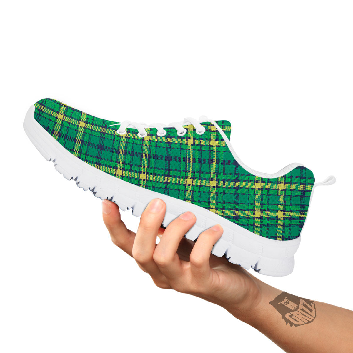 Saint Patrick's Day Irish Check Print White Sneaker-grizzshop