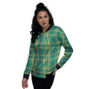 Saint Patrick's Day Irish Check Print Women's Bomber Jacket-grizzshop