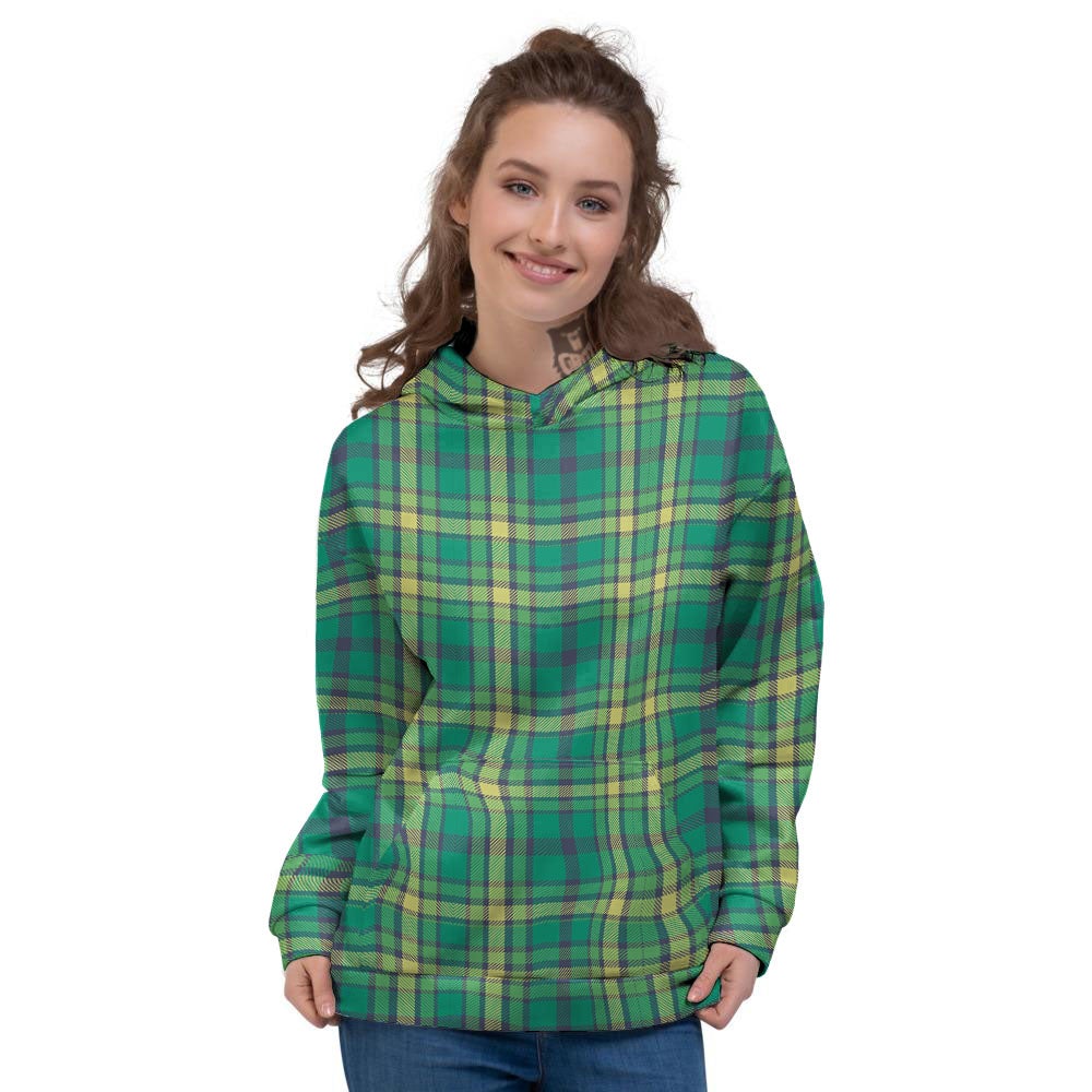 Saint Patrick's Day Irish Check Print Women's Hoodie-grizzshop