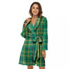 Saint Patrick's Day Irish Check Print Women's Robe-grizzshop