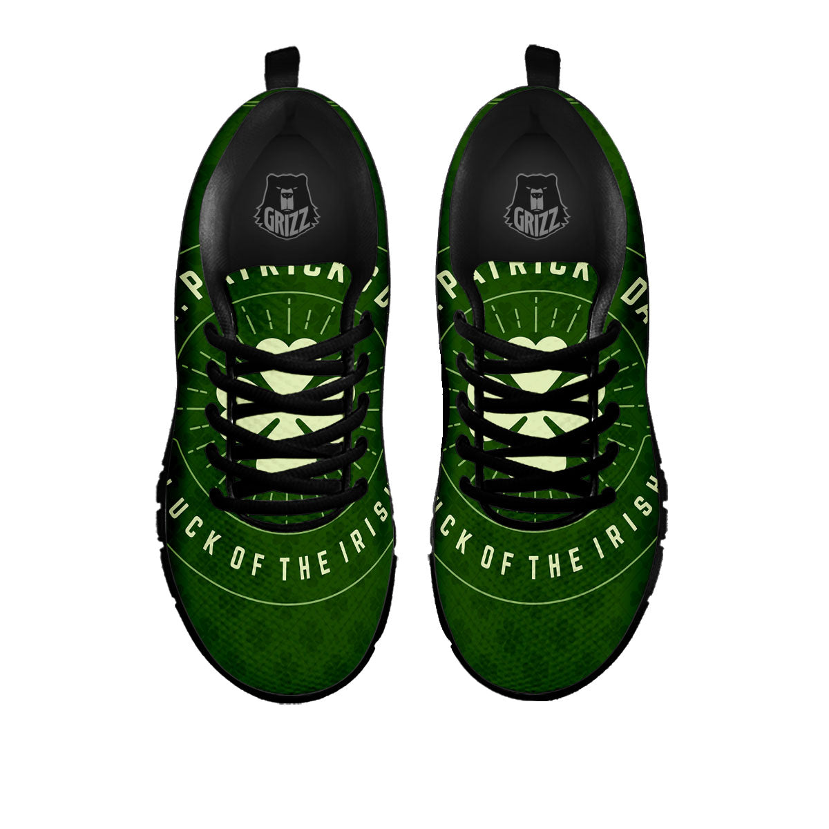 Saint Patrick's Day Irish Clover Print Black Sneaker-grizzshop