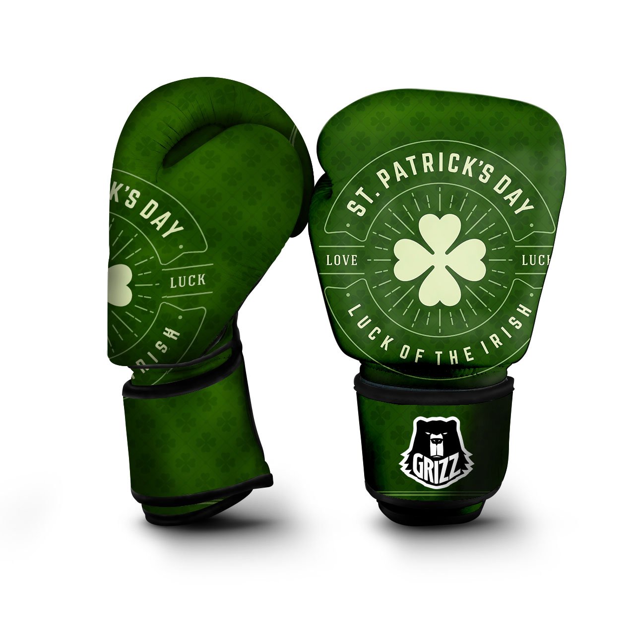 Saint Patrick's Day Irish Clover Print Boxing Gloves-grizzshop