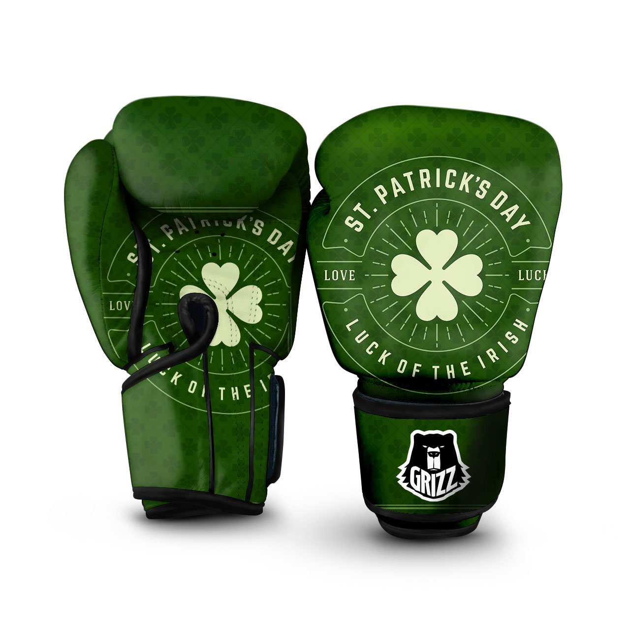 Saint Patrick's Day Irish Clover Print Boxing Gloves-grizzshop