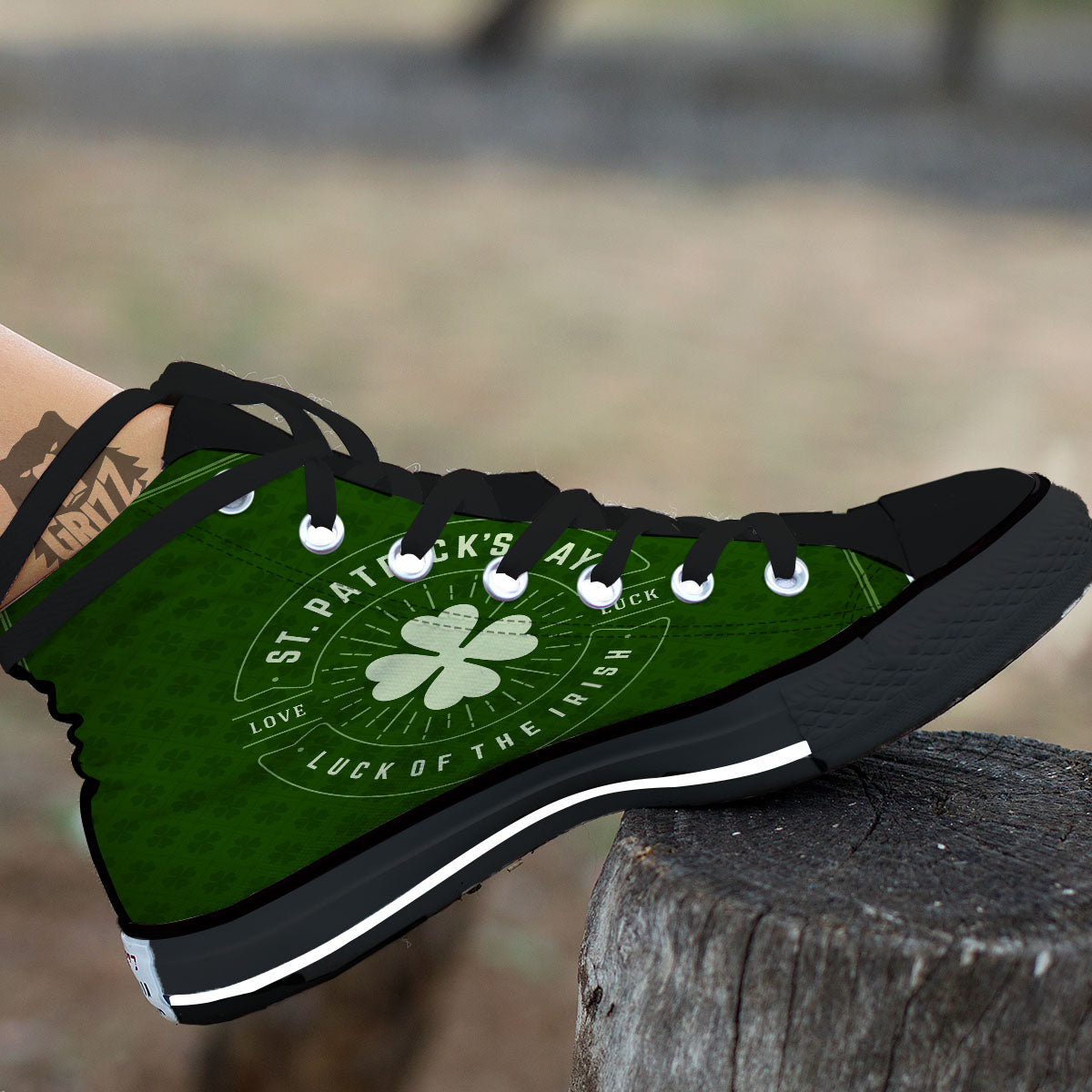 Saint Patrick's Day Irish Clover Print High Top Shoes-grizzshop