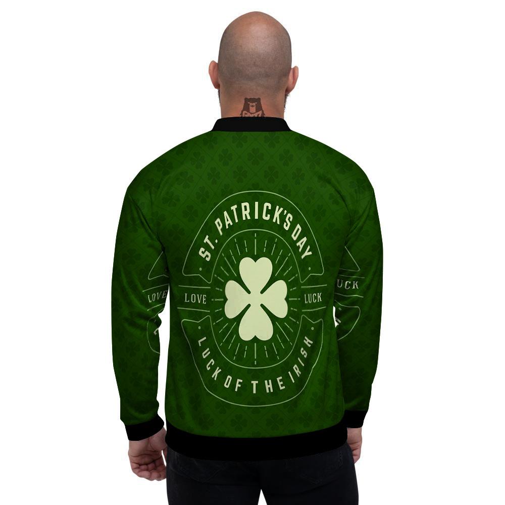 Saint Patrick's Day Irish Clover Print Men's Bomber Jacket-grizzshop