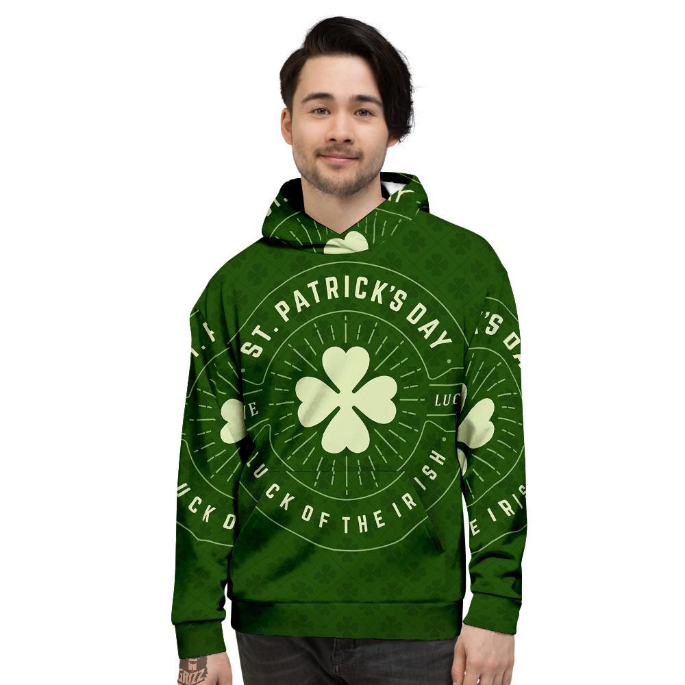 Saint Patrick's Day Irish Clover Print Men's Hoodie-grizzshop