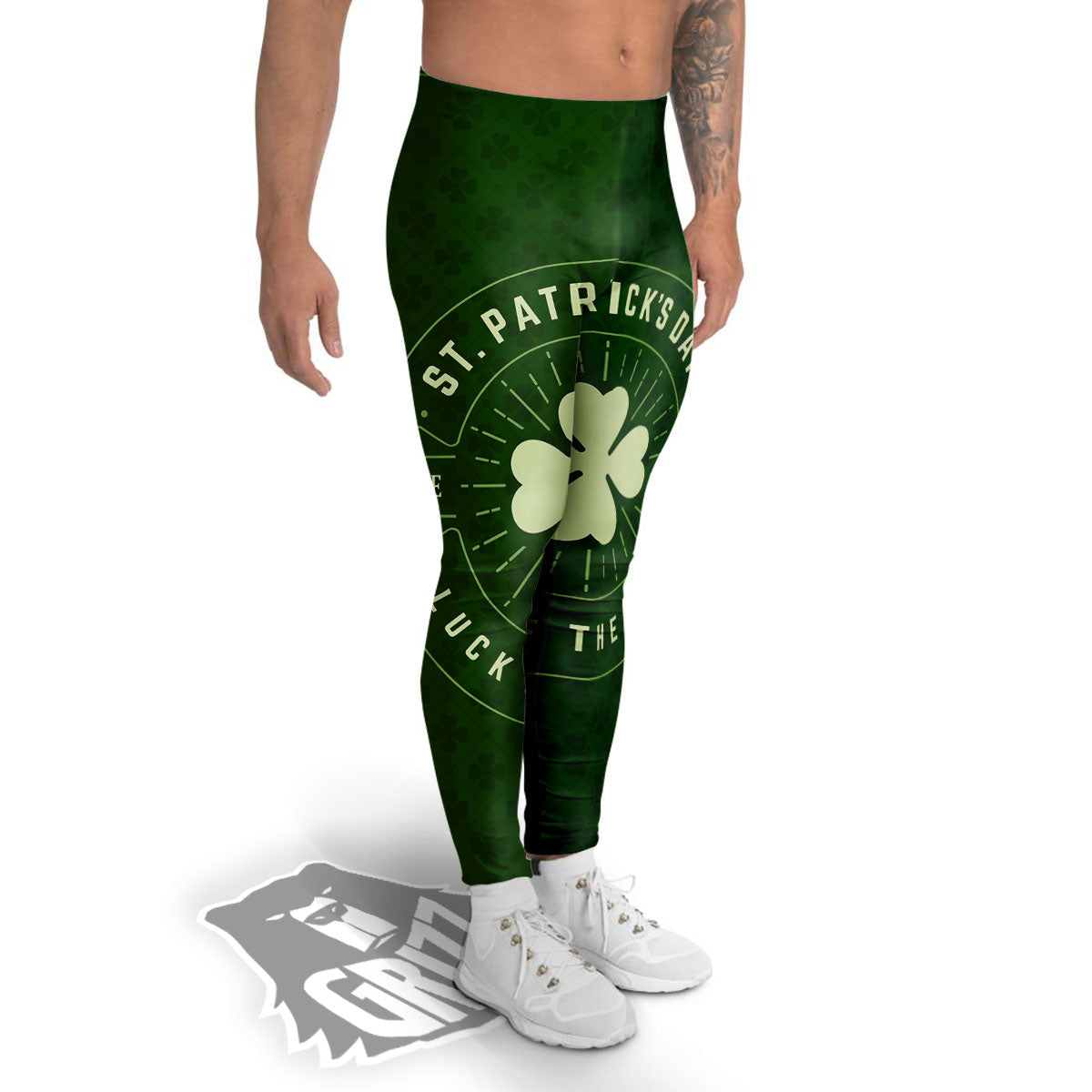 Saint Patrick's Day Irish Clover Print Men's Leggings-grizzshop