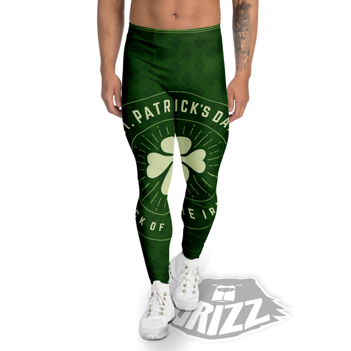 Saint Patrick's Day Irish Clover Print Men's Leggings-grizzshop