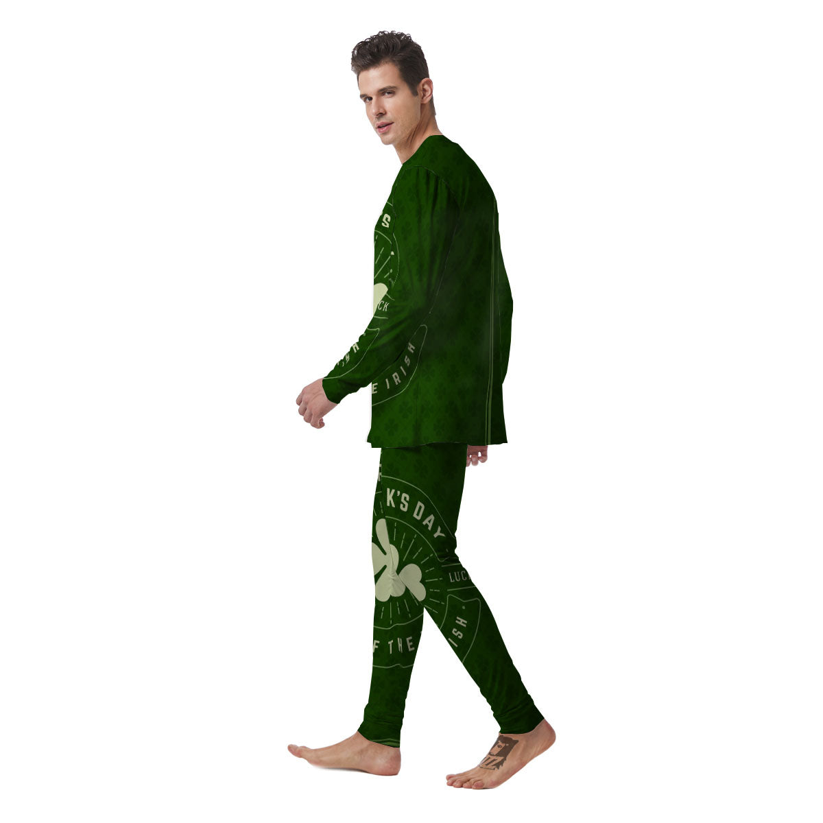 Saint Patrick's Day Irish Clover Print Men's Pajamas-grizzshop