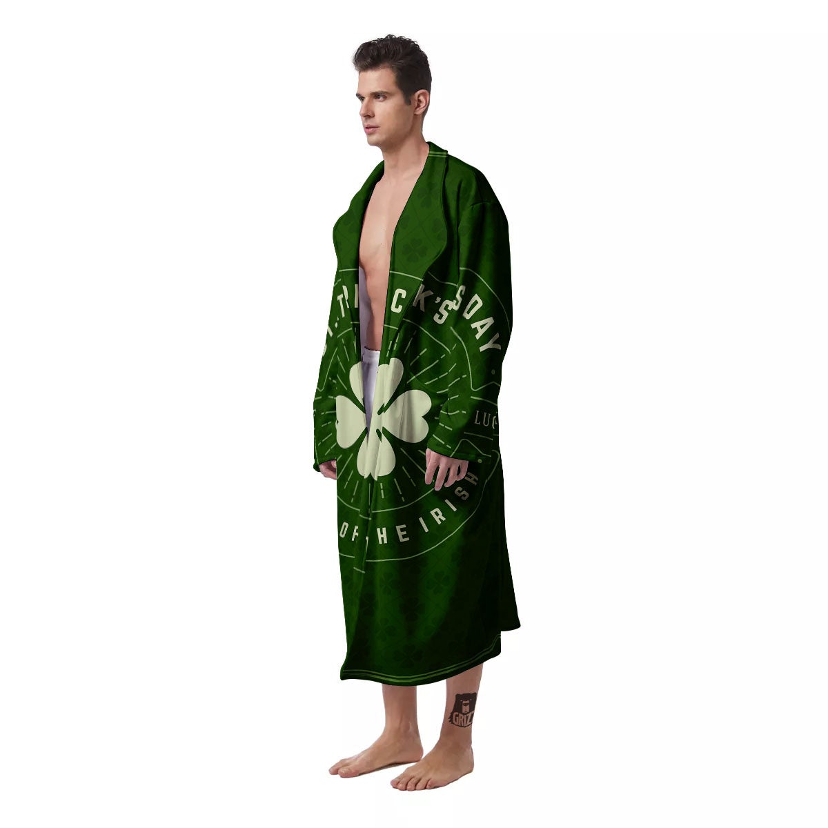 Saint Patrick's Day Irish Clover Print Men's Robe-grizzshop