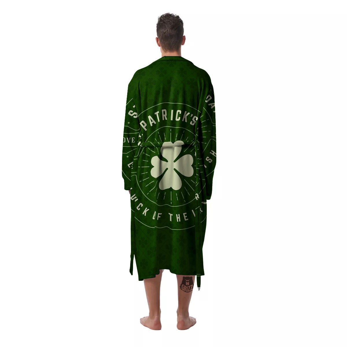 Saint Patrick's Day Irish Clover Print Men's Robe-grizzshop