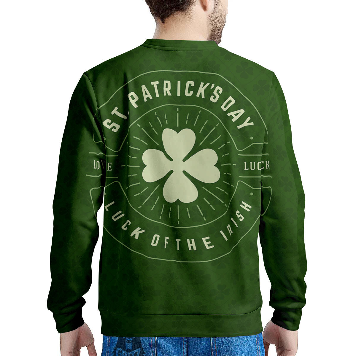 Saint Patrick's Day Irish Clover Print Men's Sweatshirt-grizzshop