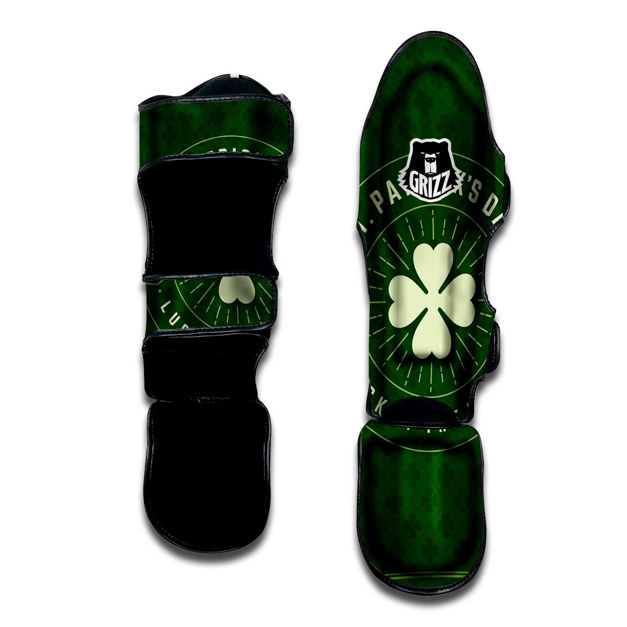 Saint Patrick's Day Irish Clover Print Muay Thai Shin Guards-grizzshop