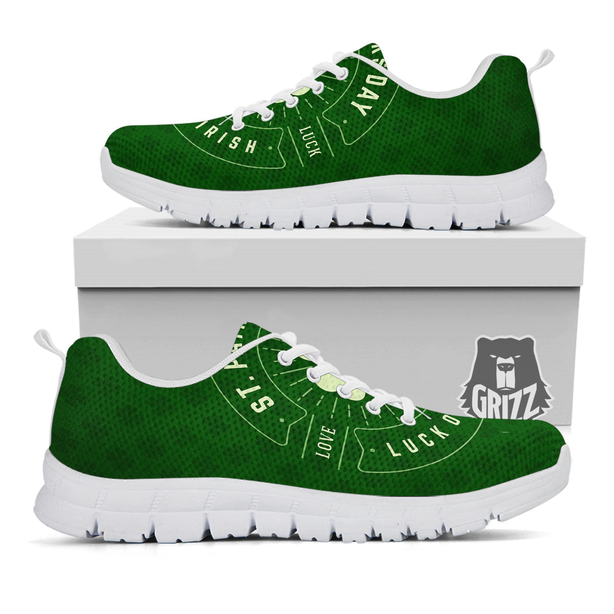 Saint Patrick's Day Irish Clover Print White Sneaker-grizzshop