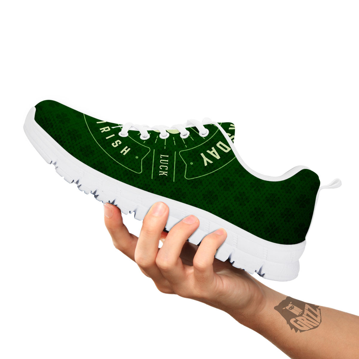 Saint Patrick's Day Irish Clover Print White Sneaker-grizzshop