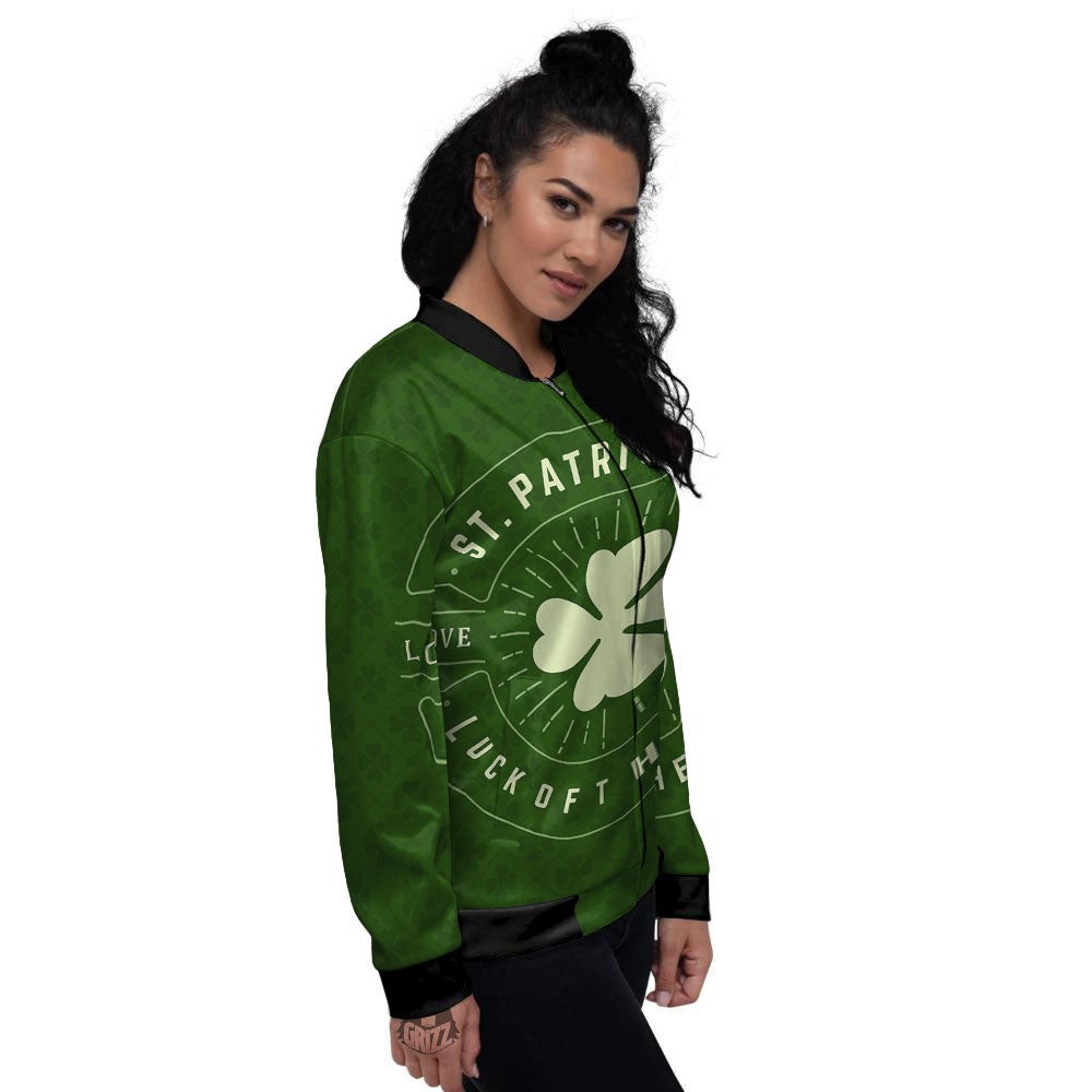 Saint Patrick's Day Irish Clover Print Women's Bomber Jacket-grizzshop