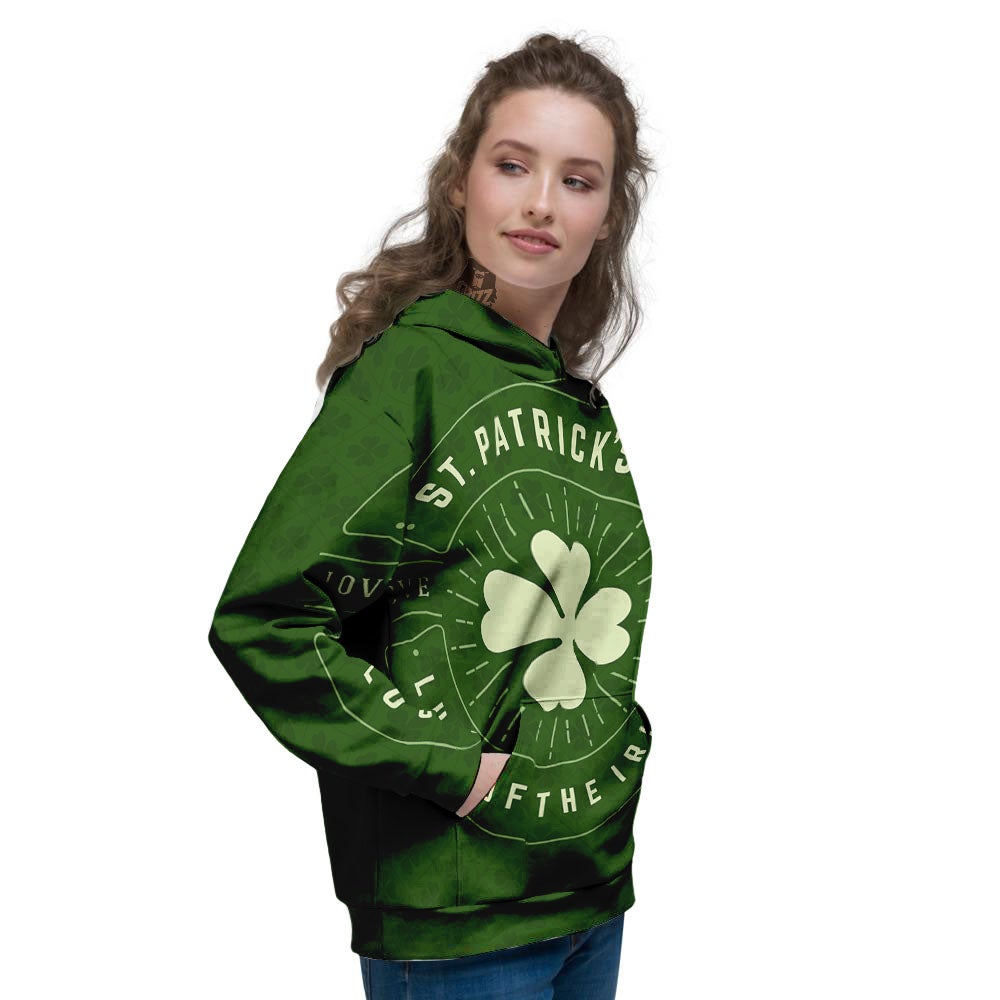 Saint Patrick's Day Irish Clover Print Women's Hoodie-grizzshop