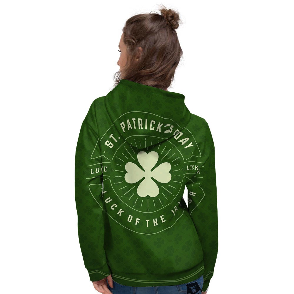 Saint Patrick's Day Irish Clover Print Women's Hoodie-grizzshop